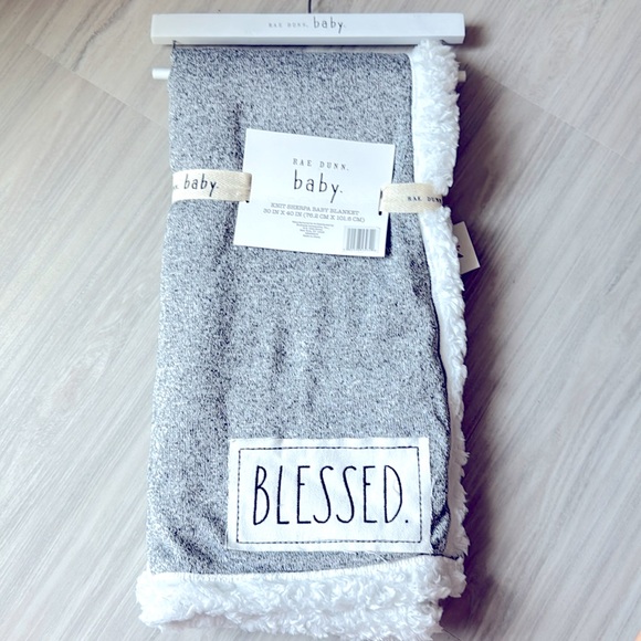 ❗️RAE DUNN BLESSED FARMHOUSE EMBROIDERED PATCHWORK SOFT PLUSH BABY BLANKET - Picture 1 of 5